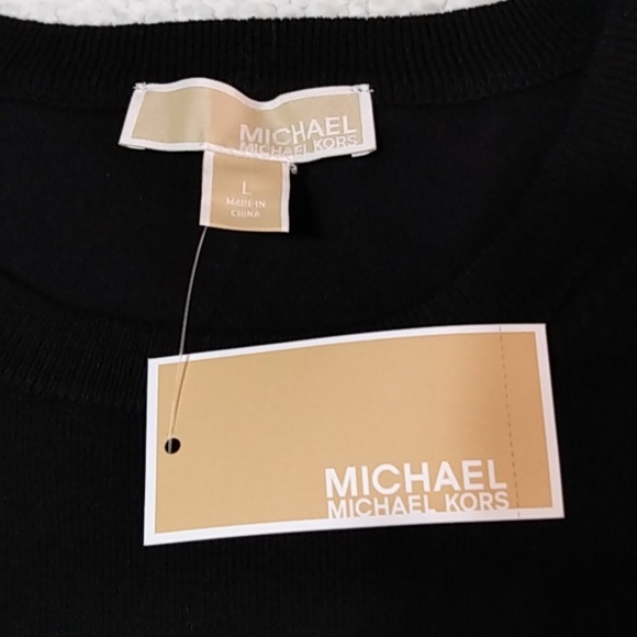 Michael Kors Short-Sleeve Sweater Top – Black – Studded Logo – L – NWT - Picture 9 of 11